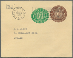 Irland - Ganzsachen: 1953, Irish Harp 1/2 D. + 2 1/2 D. Envelope With First Day Machine Cancel "BALE - Entiers Postaux
