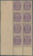 Island: 1876, 20 Aur Violet (2nd Printing 1881), Block Of 8 From Lower Left Corner Margin, All Stamp - Autres & Non Classés