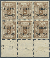 Island - Dienstmarken: 1902, Gildi Overprints, 5a. Brown, Perf. 12¾, Bottom Marginal Block Of Four W - Service