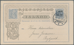 Island - Ganzsachen: 1902, Ganzsachen-Überdruckkarte 1 Gildi Mit Zweiseitigem Aufdruck, Rückseitig Z - Postal Stationery