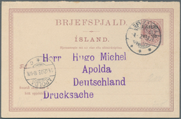 Island - Ganzsachen: 1902, Ganzsachen-Doppelkarte - Aufbrauchsausgabe Mit Überdruck "1GILDI", Fragek - Entiers Postaux