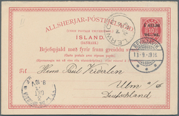 Island - Ganzsachen: 1902/1903, 2 Ganzsachenkarten "Aufbrauchsausgabe", P 28 III - 1 GILDI Mit Kurzt - Entiers Postaux