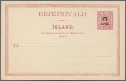 Island - Ganzsachen: 1919 Unused And Revalued Postal Stationery Card With Overprint 5 Aur. On 8 Aur. - Postal Stationery