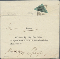 Italien - Altitalienische Staaten: Kirchenstaat: 1858, 2 Baj Black On Deep Green, Diagonally Bisecte - Papal States