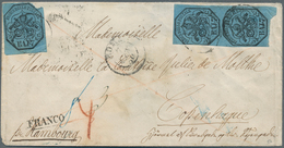 Italien - Altitalienische Staaten: Kirchenstaat: 1854. Franco Cover With Vertical Pair (cut) And Sin - Etats Pontificaux