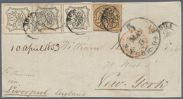 Italien - Altitalienische Staaten: Kirchenstaat: 1853. 8 Baj, Pair And Single, And 3 Baj, On Letter - Papal States