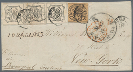 Italien - Altitalienische Staaten: Kirchenstaat: 1853. 8 Baj, Pair And Single, And 3 Baj, On Letter - Kerkelijke Staten