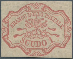 Italien - Altitalienische Staaten: Kirchenstaat: 1852, 1 Scudo Rose-red Unused With Original Gum And - Papal States