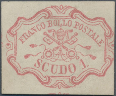 Italien - Altitalienische Staaten: Kirchenstaat: 1852, 1sc. Rose Carmine, Fresh Colour, Cut Into At - Papal States