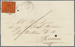 Italien - Altitalienische Staaten: Kirchenstaat: 1870: "MONTELANICO", Rare Line Cancellation (Sasone - Etats Pontificaux