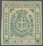 Italien - Altitalienische Staaten: Modena: 1859, 5c. Emerald-green, Fresh Colour, Full To Wide Margi - Modène