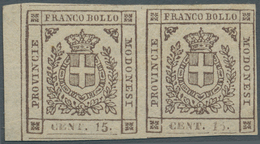 Italien - Altitalienische Staaten: Modena: 1852, Coat Of Arms 15 C. Brownish Grey, Left Margin Horiz - Modène