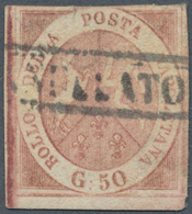 Italien - Altitalienische Staaten: Neapel: 1858, 50 Gr Brownish Rose, Fresh Color, Three Full Margin - Napels