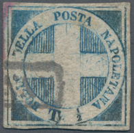 Italien - Altitalienische Staaten: Neapel: 1860, 1/2 Tornesse Blue, "Crocetta", Fine Margins, Cancel - Neapel