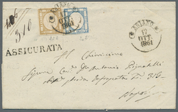 Italien - Altitalienische Staaten: Neapel: 1861, 10 Grana Bistre Together With 2 Grana Blue, Tied By - Neapel
