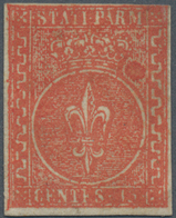 Italien - Altitalienische Staaten: Parma: 1853: Emblem 15 C. Brick-red, All Sides Wide Margined, Unu - Parme