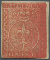 Italien - Altitalienische Staaten: Parma: 1853, 15 C Red Blazon Unused With Parts Of Original Gum, F - Parme