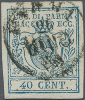 Italien - Altitalienische Staaten: Parma: 1857, 40c. Blue, Fresh Colour And Full Margins All Around, - Parma