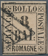 Italien - Altitalienische Staaten: Romagna: 1859, 8baj. Black On Rose, Fresh Colour, Touched To Full - Romagne