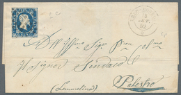 Italien - Altitalienische Staaten: Sardinien: 1851, 20 C Blue, Slightly Cut In At Two Sides, Cancell - Sardinien