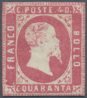 Italien - Altitalienische Staaten: Sardinien: 1851: 40 Cents Rose, Very Fresh, Solid Gum, Slightly T - Sardaigne