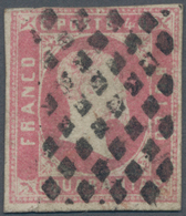 Italien - Altitalienische Staaten: Sardinien: 1851, 40 C Rose (rosa, Sassone 3, CV 8,000 €) Three Si - Sardinië