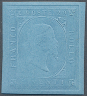 Italien - Altitalienische Staaten: Sardinien: 1853: 20 C Blue, REPRINT (ristampe), Wide Margins. - Sardinien