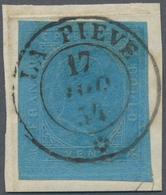 Italien - Altitalienische Staaten: Sardinien: 1853, 20 C Blue Tied By Rare Double Circle LA PIEVE 17 - Sardinien