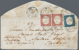 Italien - Altitalienische Staaten: Sardinien: 1854, 40 Cent Brown Red (horizontal Pair) And 20 Cent - Sardinië