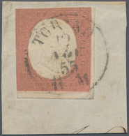 Italien - Altitalienische Staaten: Sardinien: 1854, 40 R Red, Two Side Touched, Two Side Wide Margin - Sardinië