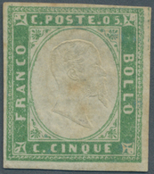Italien - Altitalienische Staaten: Sardinien: 1855, 5 Cent. Verde Pisello (green) Mint With Parts Of - Sardaigne