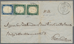 Italien - Altitalienische Staaten: Sardinien: 1855, Viktor Emanuel A Pair 5 C Deep-myrth-green (1855 - Sardinien