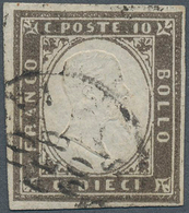 Italien - Altitalienische Staaten: Sardinien: 1860, 10c. Blackish Grey, Fresh Colour, Close To Full - Sardinia