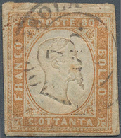 Italien - Altitalienische Staaten: Sardinien: 1858, 80c. Deep Orange-bistre, Fine Used Copy, Some Im - Sardinien