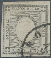 Italien - Altitalienische Staaten: Sardinien: 1861, 1 Cent, Inverted Embosed Digit, Cancelled With M - Sardaigne