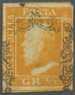 Italien - Altitalienische Staaten: Sizilien: 1859 King Ferdinand II. ½g. Orange, Used With The Ornam - Sicile
