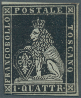 Italien - Altitalienische Staaten: Toscana: 1851, 1 Quattrino Black Unused Without Gum, Three Sides - Toscane