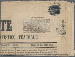 Italien - Altitalienische Staaten: Toscana: 1851, 1 Qu Black On Grey, Broad Margins At Top And At Le - Toscane