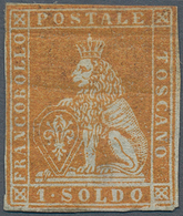 Italien - Altitalienische Staaten: Toscana: 1851, 1 S Ochre, Three Margins, Slightly Touched At Top, - Tuscany