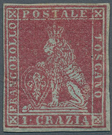 Italien - Altitalienische Staaten: Toscana: 1851, 1cr. Carmine, Fresh Colour, Close To Full Margins, - Toscane