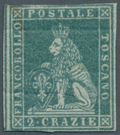 Italien - Altitalienische Staaten: Toscana: 1851, 2 Crazie Green/blue Mint With Rest Of Hinge, Fresh - Tuscany