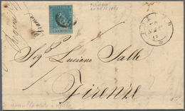 Italien - Altitalienische Staaten: Toscana: 1851, 2 Crazie Blue On Grey Paper, On A Letter Addressed - Toscane