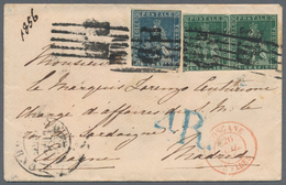 Italien - Altitalienische Staaten: Toscana: 1856,4 Cr Green (pair, Very Narrow Margins) And 6 Cr Blu - Toscane