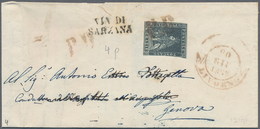 Italien - Altitalienische Staaten: Toscana: 1851, Lion 6 Cr. Blue On Bluish Paper (right Side Cut, O - Toscane