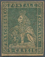 Italien - Altitalienische Staaten: Toscana: 1857, 2cr. Greenish Blue, Close To Full Margins, Mint To - Toscane