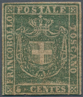 Italien - Altitalienische Staaten: Toscana: 1860, Coat Of Arms 5 C (olive?)green Mint With Lightly H - Toscane