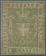 Italien - Altitalienische Staaten: Toscana: 1860, Provisional Government, 5 C Yellow Green, Full Mar - Toscane