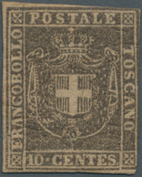 Italien - Altitalienische Staaten: Toscana: 1860, 10c. Brownish Grey, Fresh Colour, Cut Into To Full - Tuscany