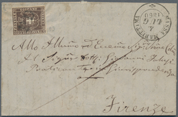 Italien - Altitalienische Staaten: Toscana: 1860, Coat Of Arms 10 C (deep)brown (minimal Cut On Top, - Toscane