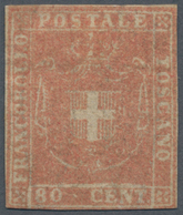 Italien - Altitalienische Staaten: Toscana: 1860, 80 Centesimi Redish Brown (carnicino, Sassone 22, - Tuscany